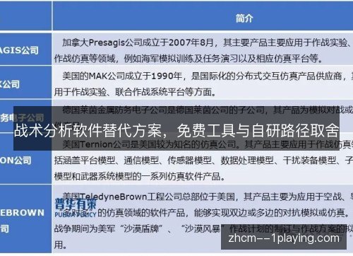战术分析软件替代方案，免费工具与自研路径取舍